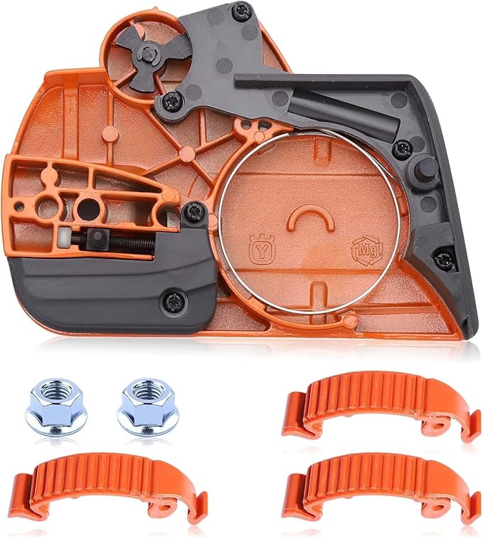 440 Chain Brake Assembly Side Clutch Cover for Husqvarna 440 Chainsaw, Husky 440e II Chainsaw Clutch Cover with Brake Assy & Bar Nuts Buckle Clips Kit,Clutch Cover Chain Saw Parts 501388203