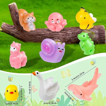 200 Pcs Mini Resin Animals Colorful Mini Animals Figures in Bulk Miniature Little Small Animals Figurines for Fairy Garden Landscape Dollhouse Accessories DIY Crafts Aquarium Decor