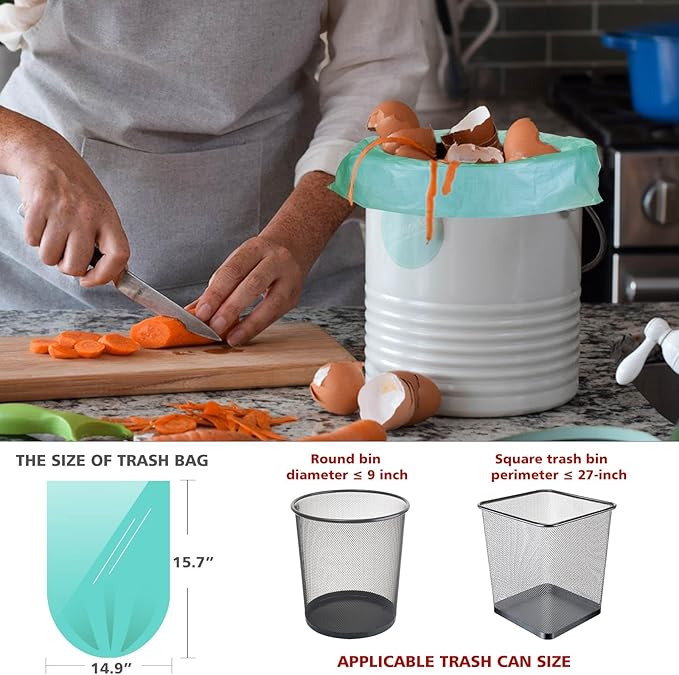 1.2 Gallon Small Trash Bags Garbage Bags, AYOTEE Mini Compostable Strong Bathroom Wastebasket Can Liners trash Bags for Home Office Kitchen fit 5L,5 Liter,1 Gal,Green