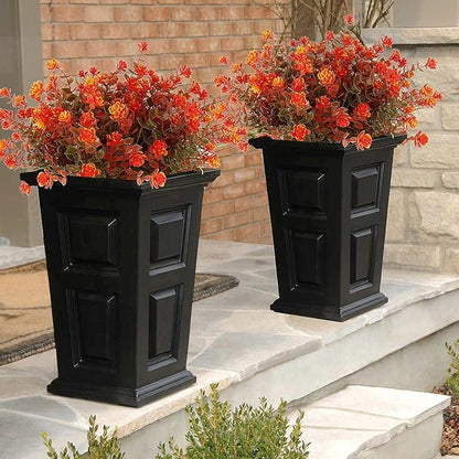 12 Bundles Artificial Outdoor Flowers UV Resistant Fake Plastic Plants No Fade Faux Fall Flowers for Hanging Planter Garden Porch Patio Window Box Wedding Thanksgiving Halloween Decor(Green Orange)