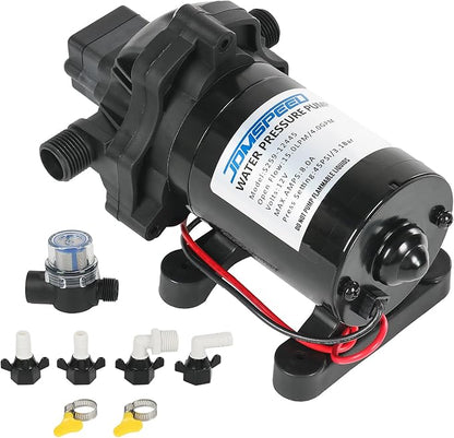 4.0 GPM 12V DC 45 PSI Revolution Water Pump with Pressure Switch Compatible with Camper, RV, Shower, Sprayer