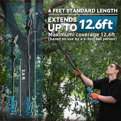 6 Inch Electric Pole Saw for Tree Trimming, 2-in-1 Cordless Mini Chainsaw for Garden Yard Wood Cutting Lightweight with Dual Batteries for Women