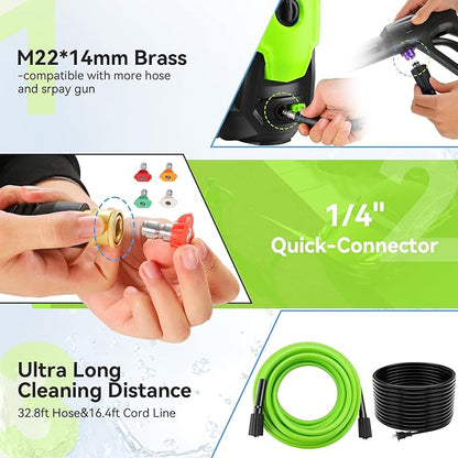 Pressure Cleaner 5000 PSI 4.0GPM Portable Power Cleaner with 4 QC Nozzles, 500ML Foam Cannon for Cars/Fences/Driveways/Home/Patios Cleaning, Green