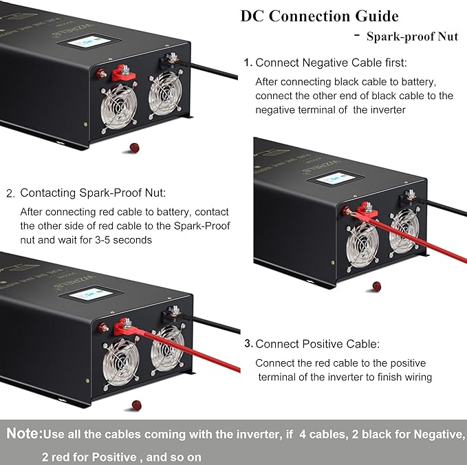 WZRELB 5000W Split Phase Pure Sine Wave Inverter,48V DC to AC 120V 240V, 4 Outlets, Hardwire Terminal,High Efficiency up to 91.6%
