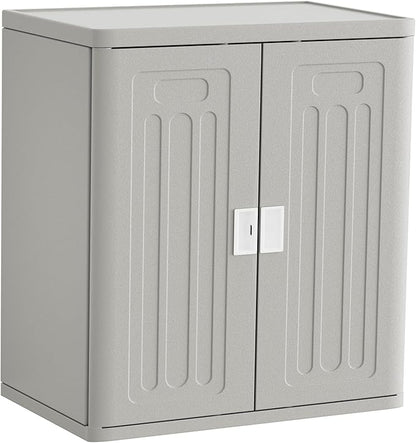 Amopatio Outdoor Storage Cabinet with 2 Shelves, Resin Storage Cabinet Waterproof Plastic Storage Shed - Outdoor Patio Tools, 19.7" D x 29.5" W x35.4 H, Gray