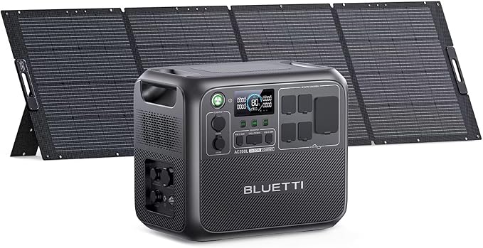 BLUETTI AC200L Solar Generator with 350W Solar Panel (Ships Separately), 2048Wh LFP Battery Backup w/ 4 2400W AC Outlets (3600W Power Lifting), Portable Power Station for Camping, Home Use, Emergency