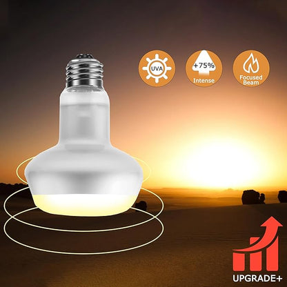 100W Intense Basking Spot Lamp – UVA Daylight Heat Bulb for Reptiles, Simulates Natural Sunrise and Sunset, Enhances Natural Behavior, Suitable for Bearded Dragons, Turtles, Geckos | 2 Pack