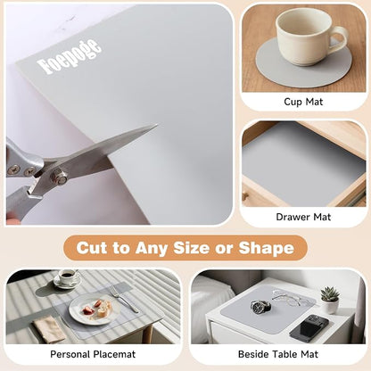 49.2" x 15.7" Large Silicone Mat for Kitchen Counter Protector, Cuttable | Silicon Countertop Protector Mat Heat Resistant Mats for Countertop, Cut to Fit Placemat Ship Roll by Foepoge, Gray