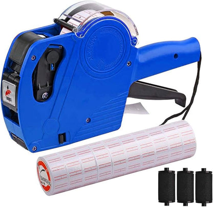 MX-5500 8 Digits Price tag Gun with 5000 Sticker Labels and 3 Ink Refill, Label Maker Pricing Gun Kit Numerical Tag Gun for Office, Retail Shop, Grocery Store (A/Blue)