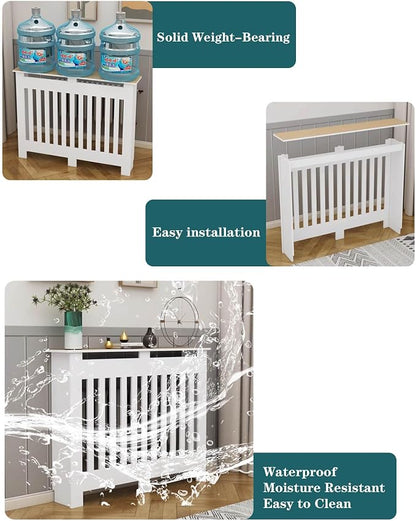 Modern Radiator Covers Wall Heater Cover Cabinet Shelf Bathroom Floor Radiator Shelve, Hide Cluttered Pipes/Easy to Install, Suitable for Household Living Room, White(27.6" Lx27.6 Hx7.9 W)