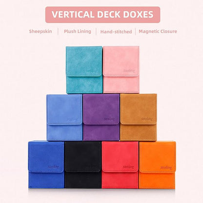 Magic Card Deck Box for MTG Single Deck Card Box fits 100+ TCG Sleeved Cards Soft Leather Card Box Top loading Card Boxes Magic Gift for MTG TCG CCG (Vertical,Pink)