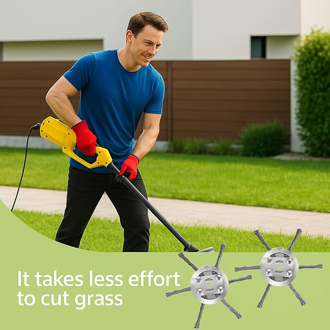 2Pcs Steel Wire Grass Trimmer Head, 6 Inches Steel Wire Weed Trimmer Head, String Trimmer Replacement Head for Electric Battery Powered Cordless String Trimmer-0.22 inch Hole (2, Silver)