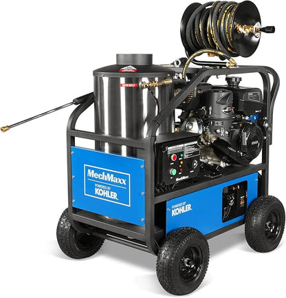4000 PSI 4 GPM Kohler 429 cc 14 HP E-Start Gas Engine Hot Water Pressure Washer with Hose Reel, Model HPW40K