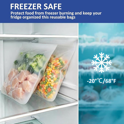 Extra Large Reusable Silicone Freezer Bags 4 Pack, 0.8 Gallon/3000ml, 100% Silicone Food Storage Wide-Open Zip-Lock Reusable Bags for Large Items, Microwave Freezer Oven Dishwasher Safe, Translucent