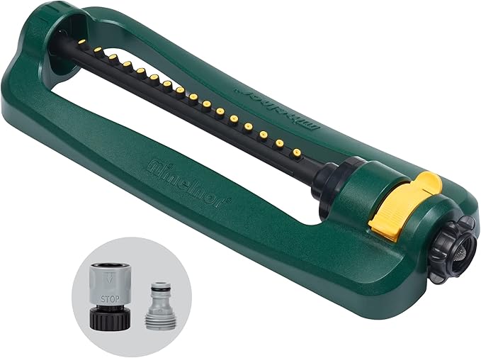 Melnor 65148AMZ TurboTek Oscillating Sprinkler, 2,800 sq. ft., Quick Connect Bundle, 16 Precision Nozzle, Green, Yellow