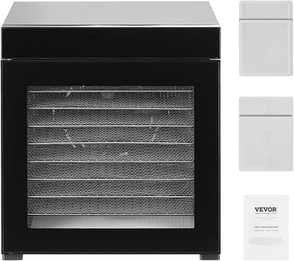 VEVOR Food Dehydrator Machine, 10 Stainless Steel Trays, 1000W Electric Food Dryer with Adjustable Temperature & 24-Hour Timer, Food-Dehydrator for Jerky, Meat, Fruit, Vegetables, Herbs, Dog Treats