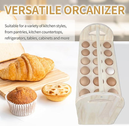 Wooden Egg Holder Countertop with Handle 3-tire Wooden Egg Tray Holds 54 Eggs Detachable Egg Storage Rack for Kitchen Farmhouse Decor