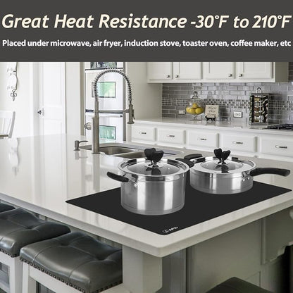 1.5MM Extra Thick Placemats Large Silicone Mat Heat Resistant Table Mat | 28" x 20" Kitchen Countertop Protector, Washable Place Mats Silicone Mats for Kitchen Counter Mat Table Mat, Black, Sapid