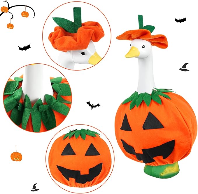 Halloween Pumpkin Porch Goose Outfits Fall Porch Goose Clothes – Fits 23” Porch Goose Statue, Outdoor Patio Yard & Lawn Decoration