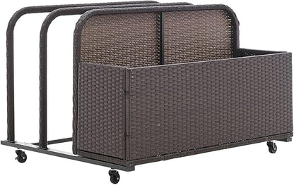 Barton Rolling Toy Caddy All-Wicker Outdoor Patio Furniture Organizer Wicker Box Float Deck Rolling Holder Bench