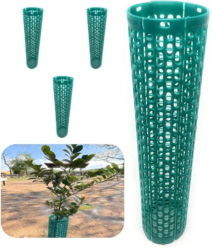 15" Tree Trunk Protector Spiral Guards, Stackable & Adjustable Tree Bark Protectors, Tall Sapling Guards Protect from Weed Eaters, Deer & Rodents, Orchard & Vineyard Vine Protection (60, Green)