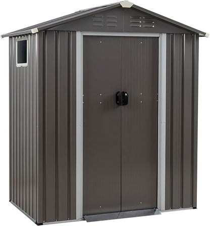 Vongrasig 5 x 3 FT Outdoor Storage Shed, Metal Shed Small Garden Tool Storage Shed with Window and Lockable Door for Outside Backyard Patio Lawn (Grey)