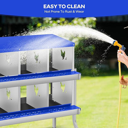 8 Compartment Chicken Nesting Box with Bracket Legs, Nesting Boxes for Chickens, Chicken Laying Boxes to Protect Eggs, Easy to Clean & Install