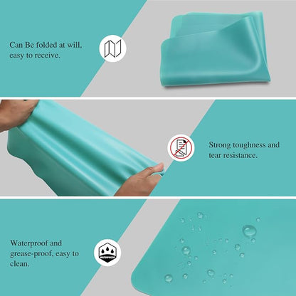 Silicone Mats, 2Pcs 15.7"x 11.8"x 0.03" Green Silicone Table Mat | Silicone Placemats for Baking, Kitchen Counter, Jewelry