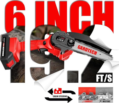 BEST Mini Chainsaw 6 Inch, Gardtech Cordless Portable Electric Chain Saw Handheld Electric Chainsaws with 2025 Upgraded 4 Chains 2 Batteries Good for Olders, DIYer, Gardeners Continuously 2 Hours Work