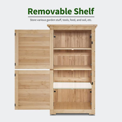 MCombo 30" Deep Wood Sheds & Outdoor Storage, Outside Garden Tool Cabinet Shed with Removable Shelf, Outdoor Storage Cabinet Shed Waterproof for Patio 0786 (Natural)