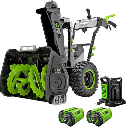 EGO Power+ 28" Electric Snow Blower, Cordless Self-Propelled 2-Stage, Includes (2) 56 V 12.0Ah Batteries and Dual Port Charger - SNT2807