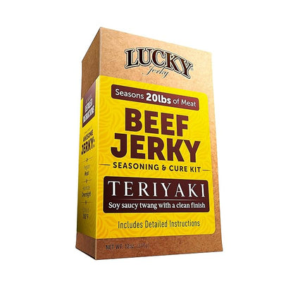 Lucky Jerky Teriyaki DIY Beef Jerky Seasoning and Cure Kit, 12 Oz | Make Your Own Teriyaki Beef Jerky at Home, Traditional Not Overly Sweet Flavor, Seasons 20 lbs of Meat