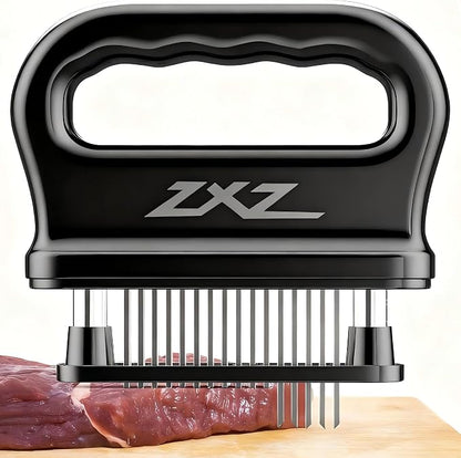 ZXZ Meat Tenderizer, 48 Stainless Steel Blades for Beef Steak Chicken | 48 sharp stainless steel needles; auto-retractable safety cover; fast marinating; for pork fish turkey; dishwasher safe