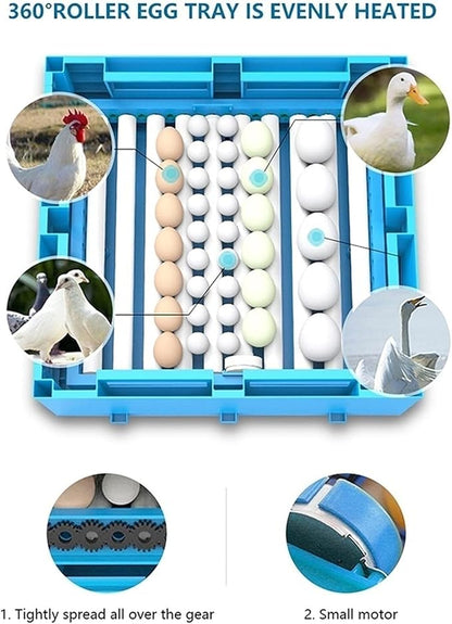192 Digital Egg Incubator Automatic Turning Temperature Control with LED Candler for Hatching Chickens Ducks Goose Birds