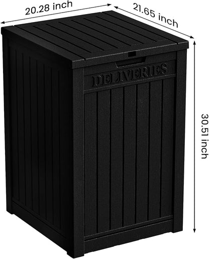TARKARI 55 Gallon Lockable Resin Deck Box, Waterproof & UV-Resistant Outdoor Storage Box for Cushion Storage and Delivery Box, Black