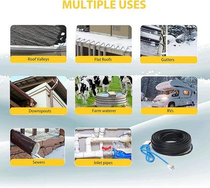 TDSF1 18ft Self-Regulating Heat Tape for Roof Ice Dams, ETL Certified, Suitable for Metal and Plastic Pipes, 120V