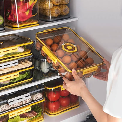 CottonColors Egg Holder for Fridge 24 Container for Refrigerator Organizer for Refrigerator Stackable Storage With Lids for Timer(2 pack)