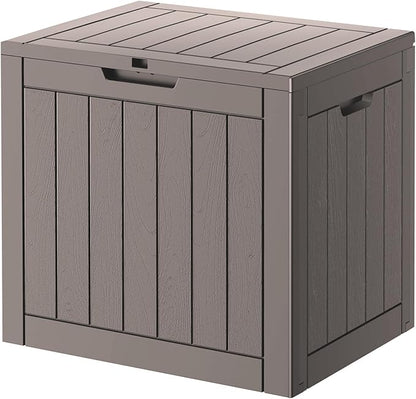 32 Gallon Deck Box Lockable Resin Indoor Outdoor Storage Box waterproof Outdoor Container for Patio Furniture, Pool Accessories, Cushions, Garden Tools, Sports Equipment