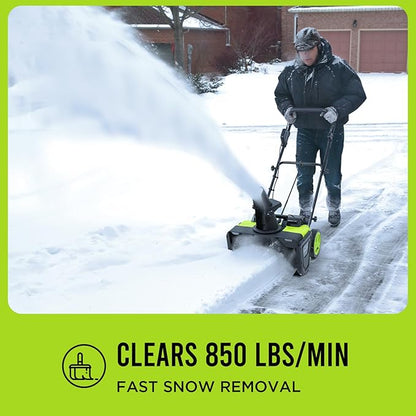 2 x 20V STEELITE Cordless Snow Blower, 20-Inch Snow Thrower Includes 2 x 4.0Ah Batteries & Charger, Ideal for Walkways and Driveways, Brushless Motor