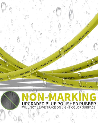 Pressure Washer Hose 200FT 3/8" for Cold and Hot Water 212°F, with Swivel Quick Connect, 4500PSI Kink Resistant Grade Steel Wire Braided, Power Washer Hose With 2pcs M22-14mm Adapter