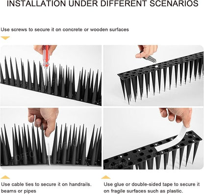 OFFO Bird Spikes Pigeon Outdoor Spikes for Cat Keep Birds Raccoon Woodpecker Away Covers 8 Feet(2.44m), Black