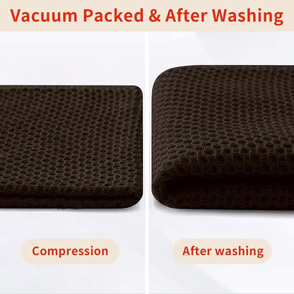 Homaxy 100% Cotton Waffle Weave Kitchen Dish Cloths, 7-Pack, Dark Brown | 12 x 12 Inches, Ultra Soft Absorbent Dish Towels, Quick Drying Dish Rags with Hanging Loop