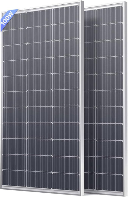 200W Solar Panel, 2Pcs 12V 100 Watt Solar Panel with High-Output Design, High Efficiency Monocrystalline PV Module,Ideal for RV, Van,Camping, Marine, Rooftop,Home, Farm, Off-Grid (2PCS)