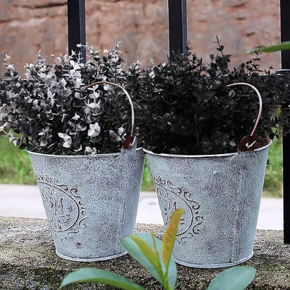 RECUTMS Black Artificial Flowers, Fake Outdoor UV Resistant Plants Faux Plastic Greenery Shrubs Indoor Outside Hanging Planter Halloween Flower Decoration, Garden Decor (Black Eucalyptus)