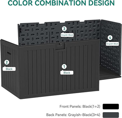 YITAHOME 200 Gallon Extra Large Deck Box, Double-Wall Resin Outdoor Storage Box with Flexible Divider for Patio Cushions Pool Supplies Garden Tools, 990 lbs Load Capacity, Lockable (Black)