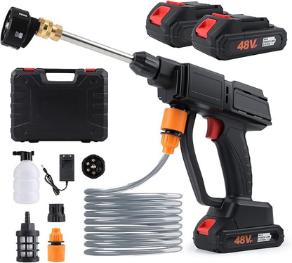 Portable Pressure Washer, Handheld High-Pressure Water Spray Gun with Foam Cannon, 600PSI Cordless Jet Washer with 6-in-1 Nozzle, Battery Powered Car Cleaner Machine for Fence, Floor, Garden Cleaning