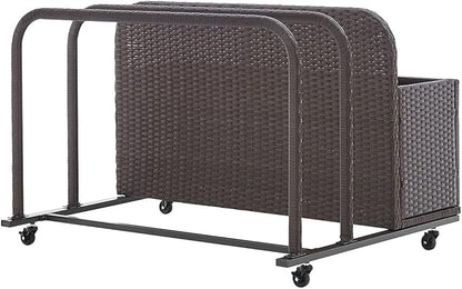 Barton Rolling Toy Caddy All-Wicker Outdoor Patio Furniture Organizer Wicker Box Float Deck Rolling Holder Bench