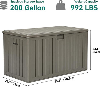 YITAHOME 200 Gallon Double-Wall Deck Box with Divider & Side Handles, Outdoor Large Storage for Patio Furniture Cushions, Garden Pool Accessories, Water Resistant & Lockable