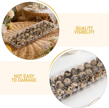 Kisangel 30pcs 30 Grids Clear Quail Egg Carton - Small Plastic Quail Egg Storage Holder with Lid - Reusable Dispenser Holder for Small Pigeon Pheasant Egges