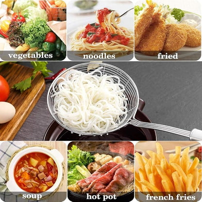 Spider Strainer Skimmer, Swify Stainless Steel Asian Strainer Ladle Frying Spoon with Handle for Kitchen Deep Fryer, Pasta, Spaghetti, Noodle, 7 Inch